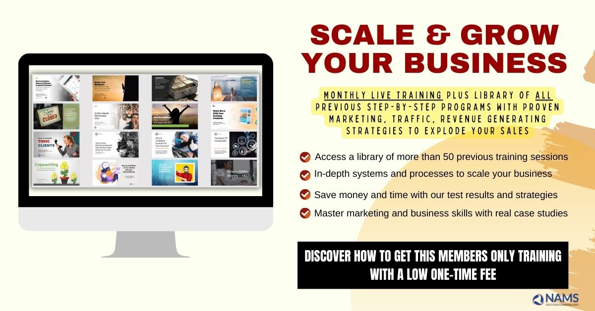 Monthly Live Training Plus Library of ALL Previous Step-by-Step Programs with Proven Marketing, Traffic, Revenue Generating Strategies to Explode Your Sales